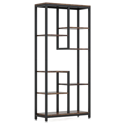 MonoWood 6-Tier Tall Bookshelf Bookcase, Industrial 8-Shelf Open Bookcase Storage Display Book Shelves