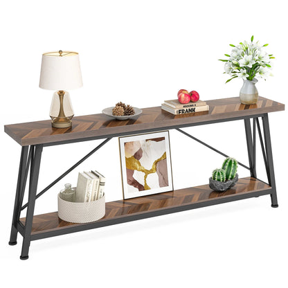 MonoWood 70.9 Inches Extra Long Sofa Table Behind Couch, Industrial Entry Console Table for Hallway, Entryway & Living Room