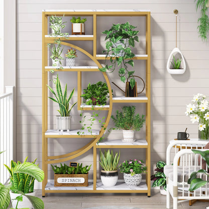 MonoWood Bookshelf Industrial 5 Tier Etagere Bookcase, Freestanding Tall Bookshelves Display Shelf Storage Organizer