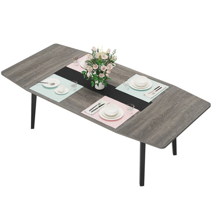 MonoWood Dining Table for 6-8 People, 70.8 Inches Industrial Kitchen Table with Metal Legs, Large Wood Dining Room Table