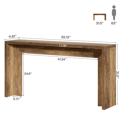 MonoWood 55-Inch Farmhouse Console Table, Wooden Couch Table Behind Sofa with Storage, Narrow Long Entryway Hallway Table