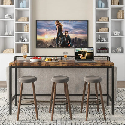 MonoWood 70.9 Inch Long Narrow Sofa Console Entryway Table, Retro Brown