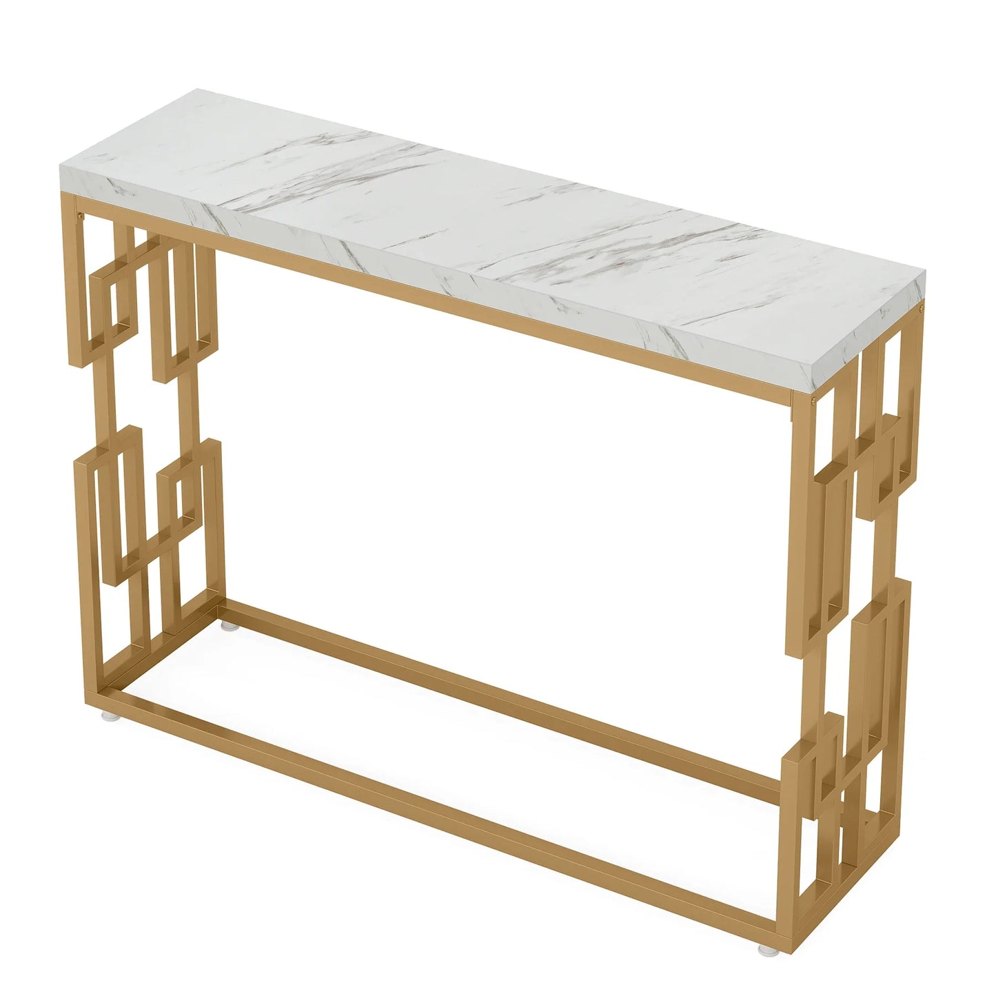 MonoWood Gold Console Table, Modern 42.5" Sofa Tables Entryway Hallway Foyer Table, White Faux Marble Tabletop Sofa Table