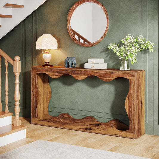 MonoWood 63 Inches Farmhouse Console Table with Storage, Couch Table Behind Sofa, Long Entryway Table, Sofa Console Table, Nar