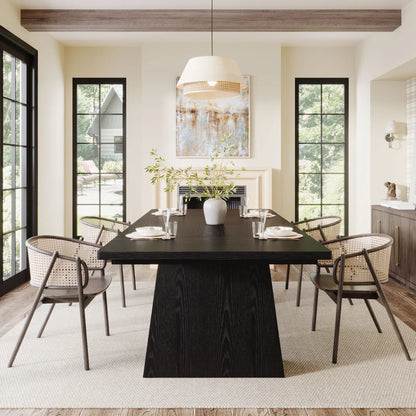 MonoWood 63-Inch Black Dining Table for 4-6, Modern Kitchen Table with Sturdy Tapered Wood Legs, Rectangular Dinner Table