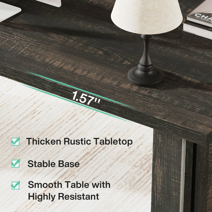 MonoWood 63-inch Executive Desk, Vintage Office Computer Desk with Large Tabletop, Farmhouse Wood Writing Conference Table