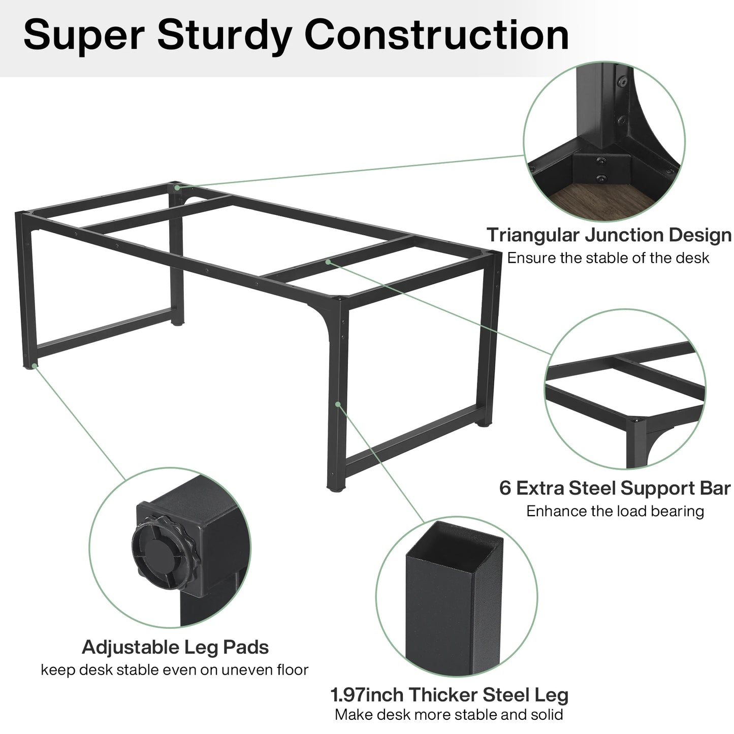 MonoWood 63” Executive Desk, Large Office Computer Desk with Thicken Frame, Modern Simple Workstation Business Furniture