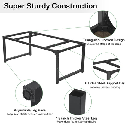 MonoWood 63” Executive Desk, Large Office Computer Desk with Thicken Frame, Modern Simple Workstation Business Furniture