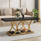 MonoWood Rectangle Coffee Table, 47.24-inch Modern Coffee Tables for Living Room, 2-Tier Faux Marble Wood Coffee Table