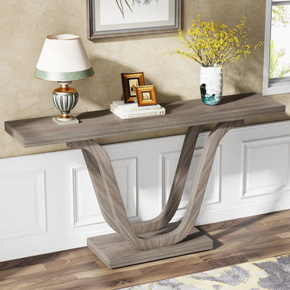 MonoWood Farmhouse Console Table, 55 Inch Wood Sofa Table Entryway Table, Industrial Rustic Narrow Hallway Tables