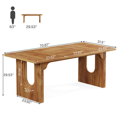 MonoWood Modern Dining Table for 6 to 8 People, 71" Large Kitchen Dining Table with Wood Pedestal Base,