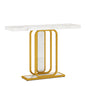 MonoWood Modern Gold White Console Table with LED Lights, Entryway Hallway Foyer Accent Table with Faux Marble Veneer