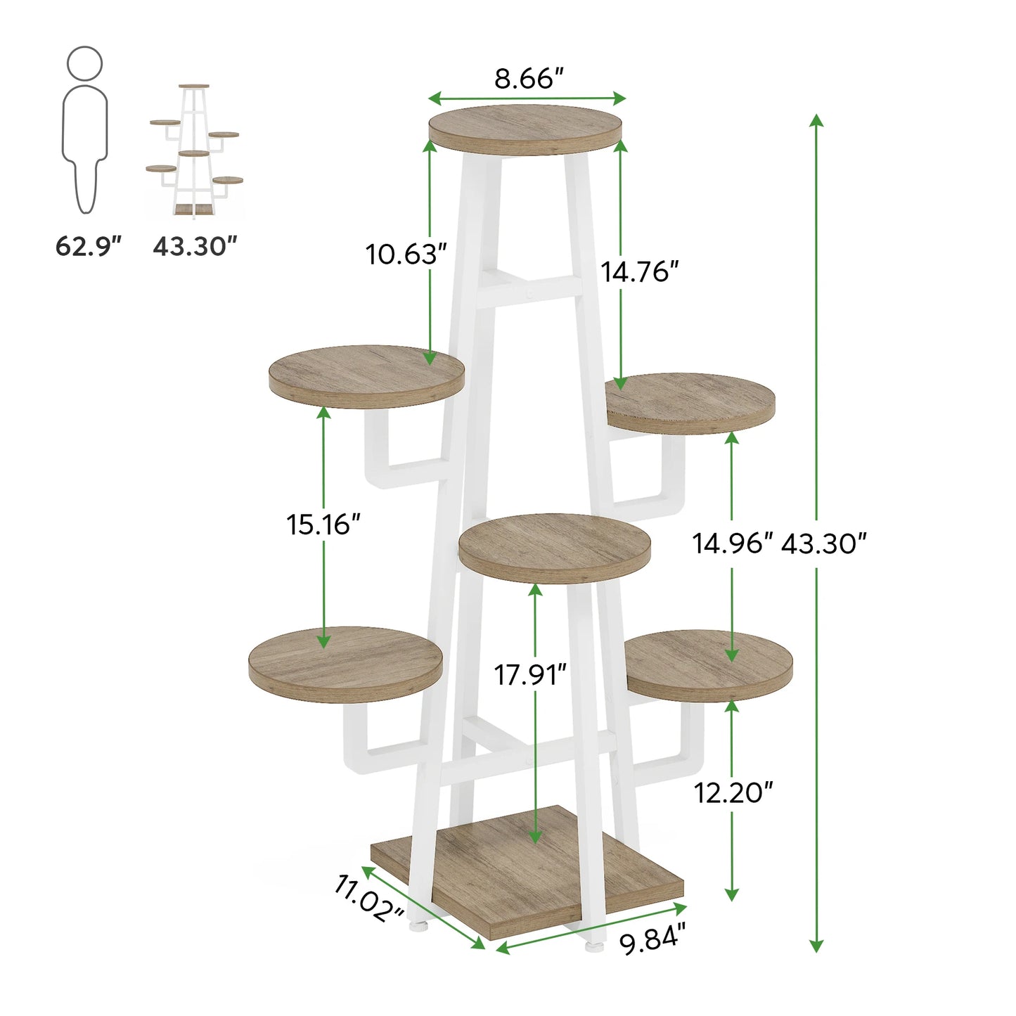 MonoWood 7 Tier Plant Stand Indoor, Tall Plant Shelf for Multiple Plants, Wooden Corner Plant Pots Holder Rack Flower Stand