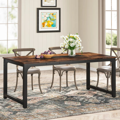 MonoWood Kitchen Modern Industrial Dining Table for 6-8 Person with Metal Frame