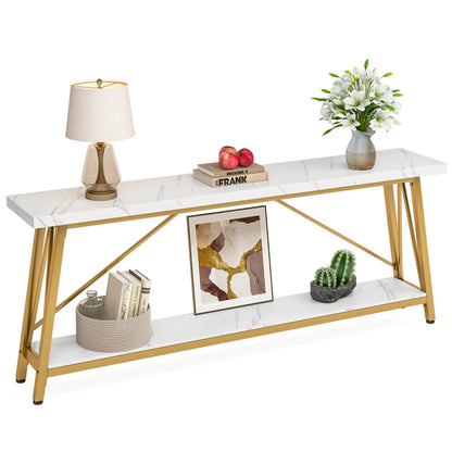 MonoWood 70.9 Inches Extra Long Sofa Table Behind Couch, Industrial Entry Console Table for Hallway, Entryway & Living Room