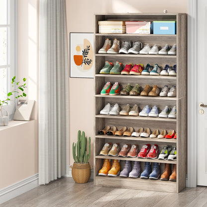 MonoWood Tall Shoe Cabinet, 9 Tiers 40-45 Pairs Heavy Duty Wood Freestanding Shoe Storage Cabinet