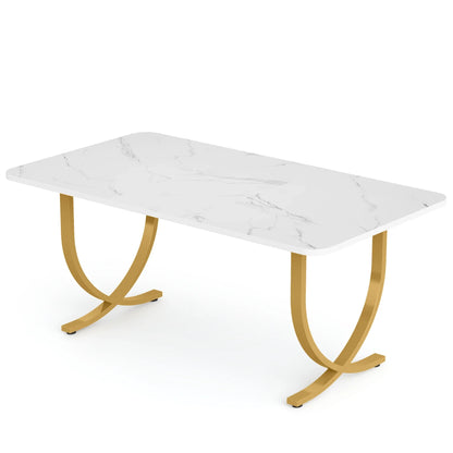 MonoWood 63" Modern Dining Table Kitchen Table with Faux Marble Top