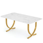 MonoWood 63" Modern Dining Table Kitchen Table with Faux Marble Top