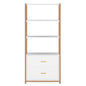 MonoWood Bookcase, 4-Tier Bookshelf with 2 Drawers, Etagere Standard Book Shelves Display Shelf for Home Office (Gold/White)