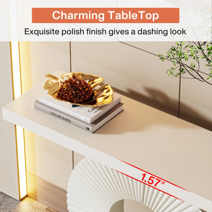 MonoWood Modern Console Table with Geometric Base, 40 inch Wood Entryway Table Sofa Table Narrow Long Table