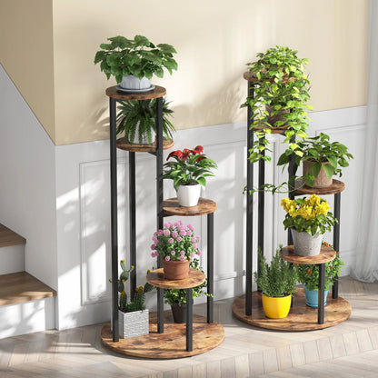 MonoWood Corner Plant Stand Indoor, 4-Tier Tall Plant Shelf Holders for Multiple Potted Plants, Wood Flower Pot Stands
