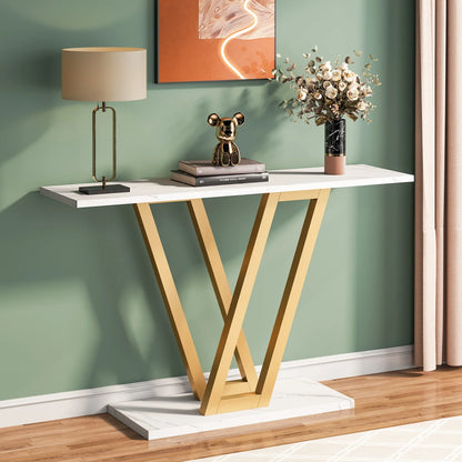 MonoWood 43 Inch Console Table Industrial Entryway Hallway Table  Living Room Furniture