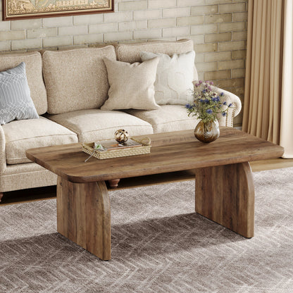 MonoWood Farmhouse Rectangular Coffee Table, 47.24-Inch Engineered Wood Center Cocktail Tea Table with Sturdy Base
