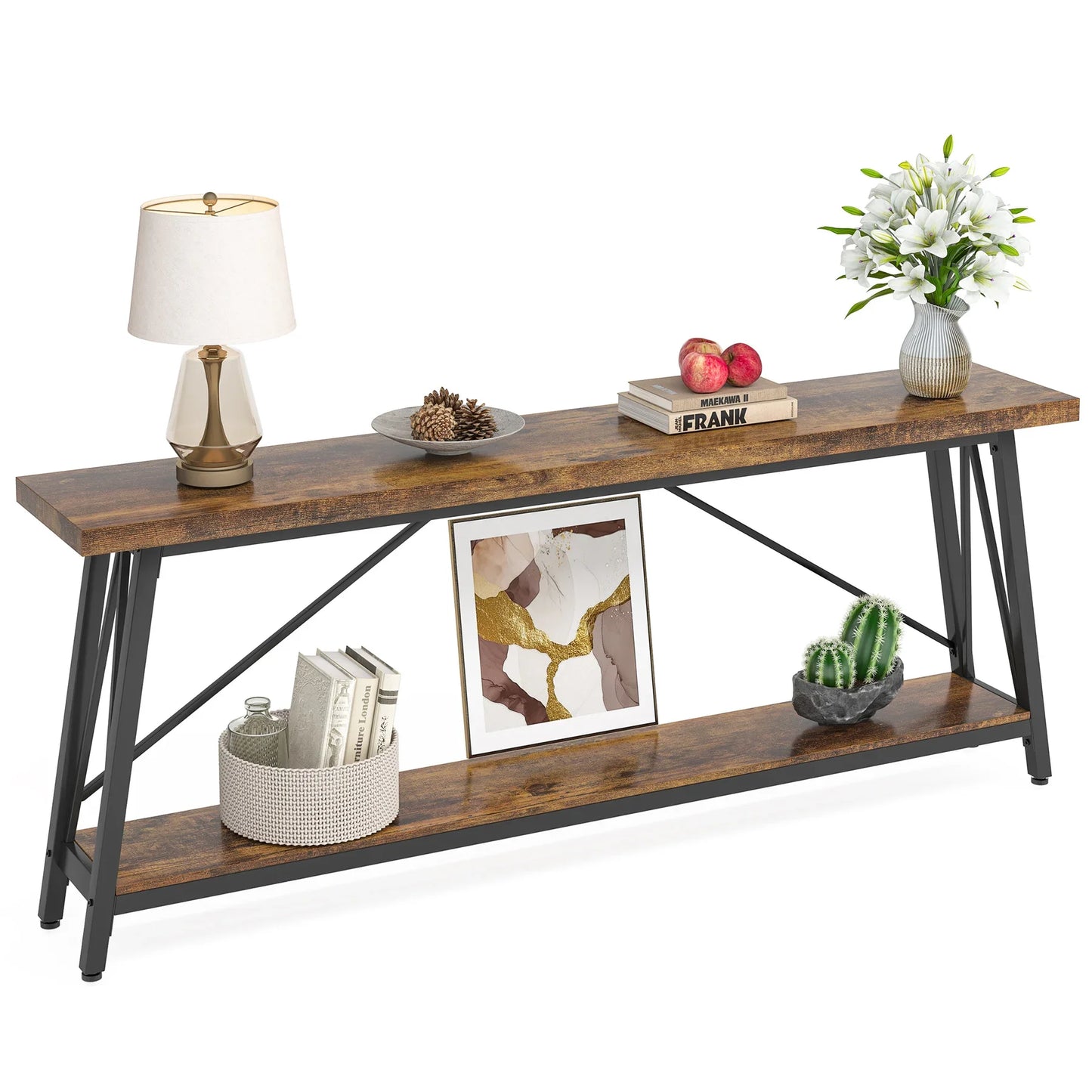 MonoWood 70.9 Inches Extra Long Sofa Table Behind Couch, Industrial Entry Console Table for Hallway, Entryway & Living Room
