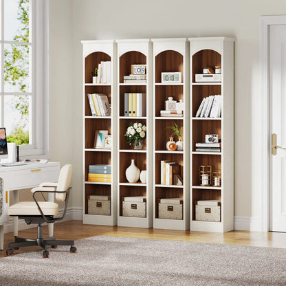 MonoWood 70.9-Inch Tall Narrow Bookcase, 5-Tier Cube Bookshelf with Storage, Modern Slim Corner Display Shelves for Home Offic