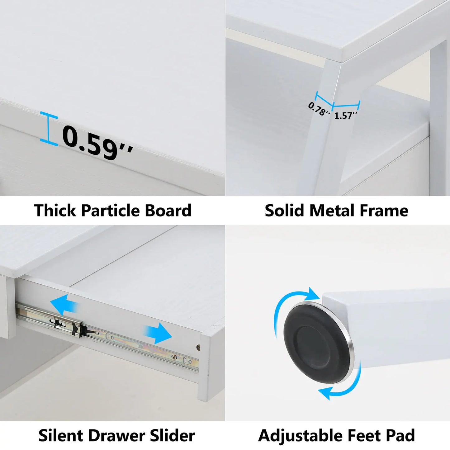 MonoWood Computer Desk with Storage Shelf & Drawers, Modern 47 inch Office Writing Desk Study Table with Monitor Stand