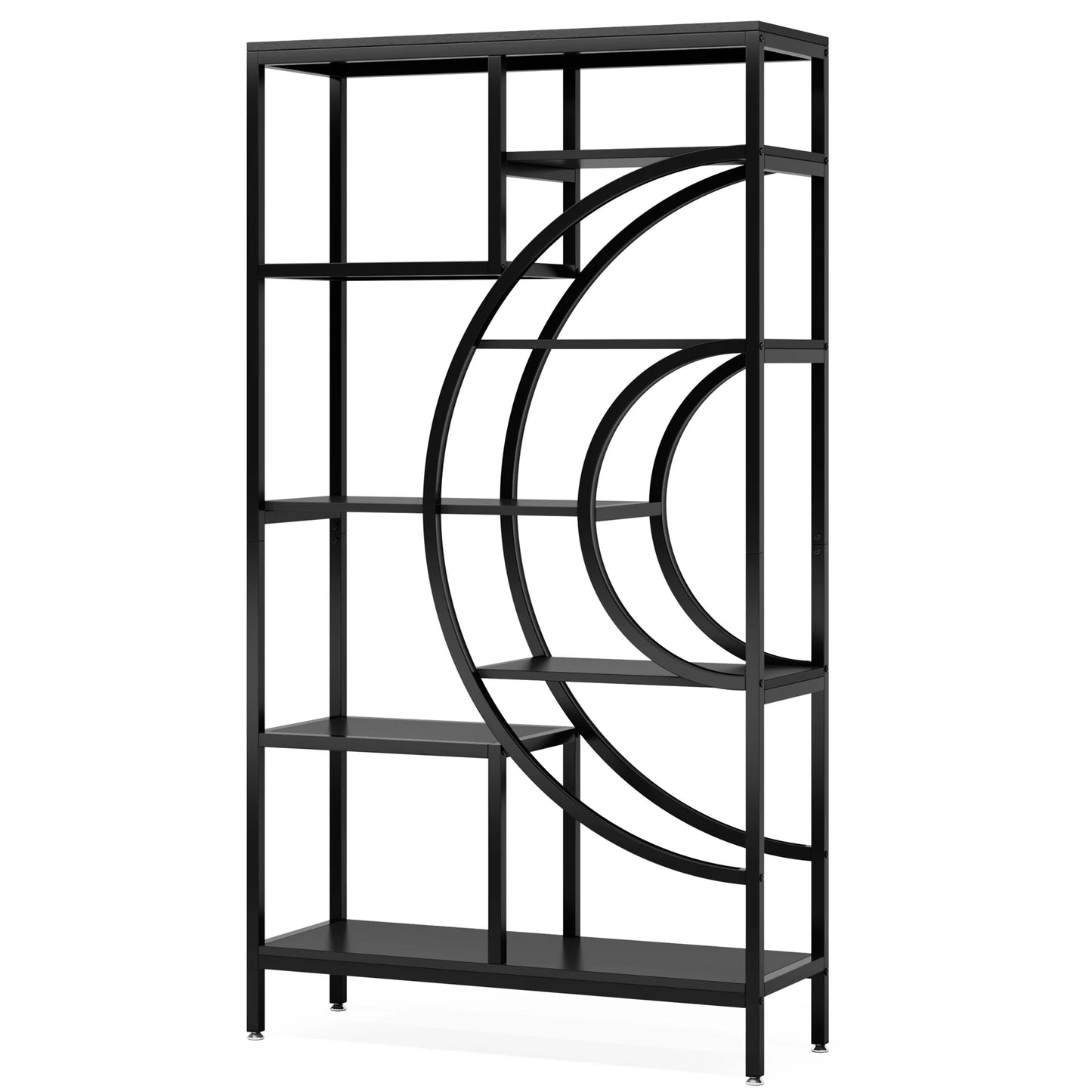 MonoWood 71 inches Geometric Bookcase, 8-Tiers Bookshelves, Rustic Bookcase with Metal Frame, Freestanding Open Shelving
