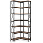 MonoWood 7-Shelf Corner Bookshelf,Large Modern Corner Bookcase, 7-Tier Tall Corner Shelf Storage Display Rack with Metal Frame