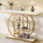 MonoWood Console Table, Modern Gold Sofa Table Behind Couch with Storage, 4 Tier Entryway Accent Table
