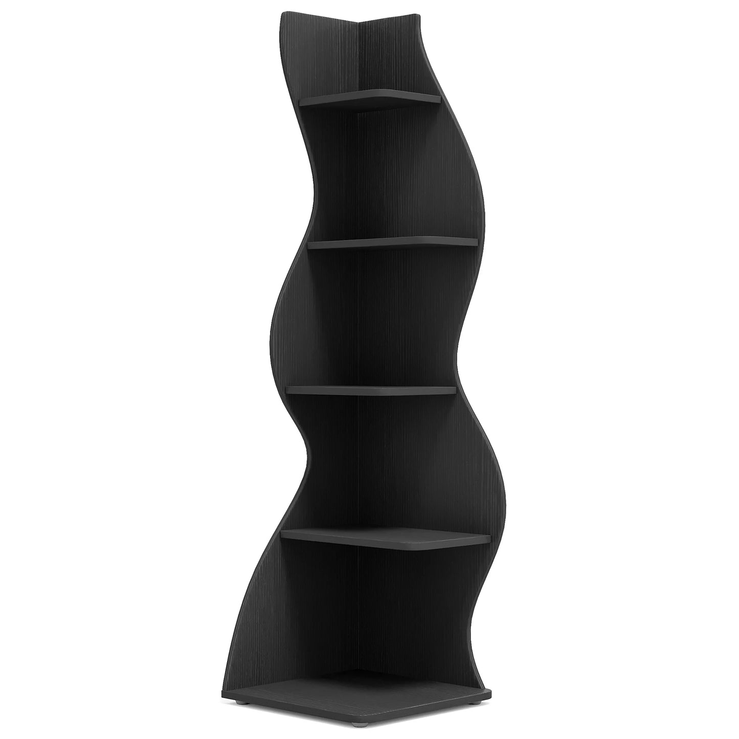 MonoWood Corner Shelf, Modern 5-Tier Wall Corner Bookshelf, Stylish Corner Small Bookcase Storage Rack Plant Stand