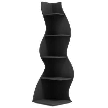 MonoWood Corner Shelf, Modern 5-Tier Wall Corner Bookshelf, Stylish Corner Small Bookcase Storage Rack Plant Stand