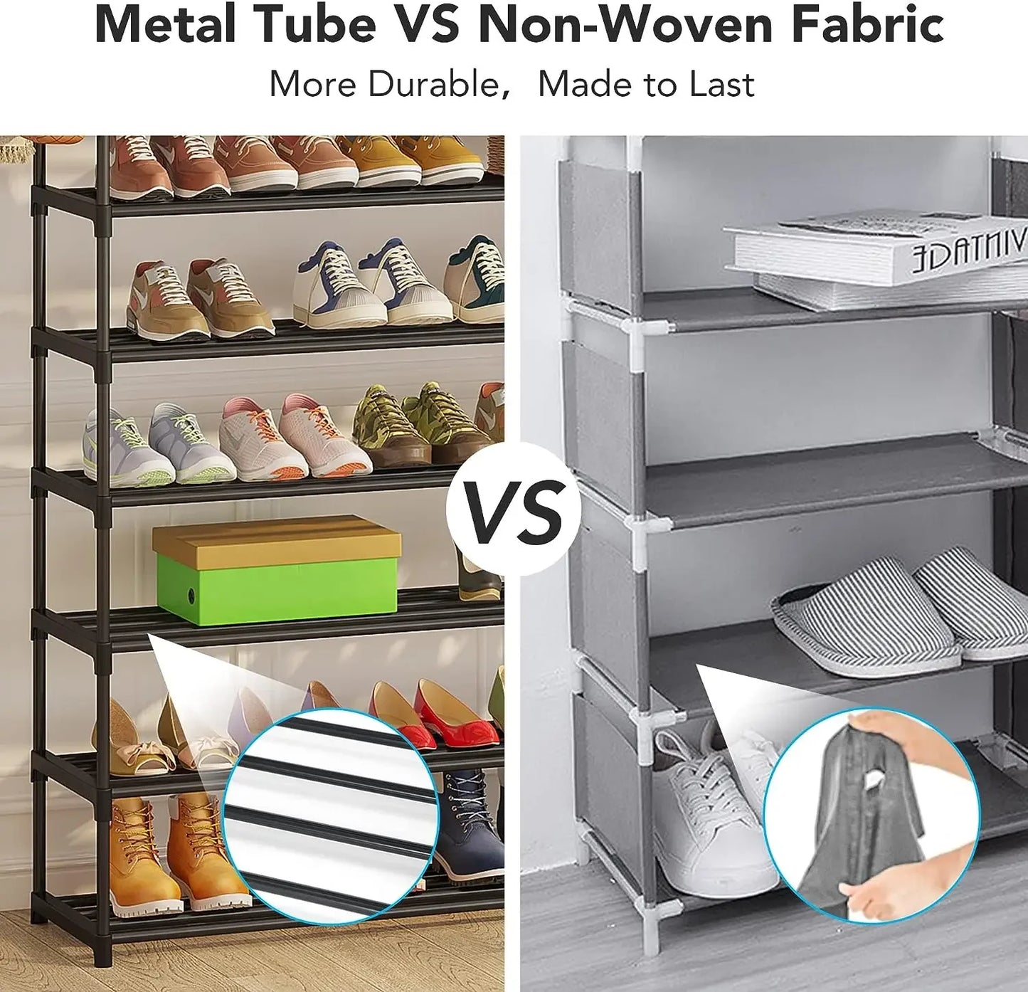 MonoWood 10 Tiers Shoe Rack Shoe Shelf Large Capacity Shoe Organizer Space Saving