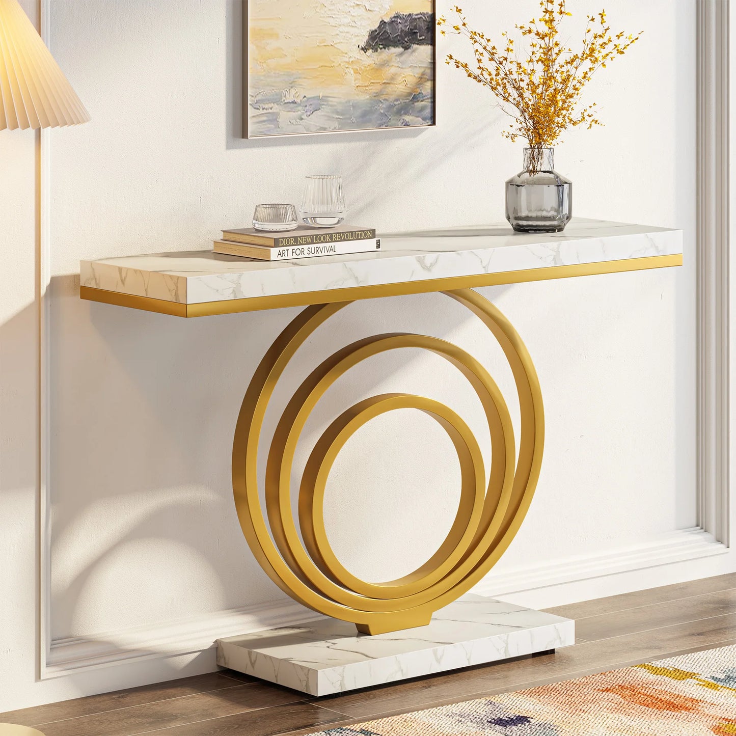 MonoWood 41-Inch Gold Entryway Table, Modern Console Table Narrow Long, Contemporary Accent Table for Living Room