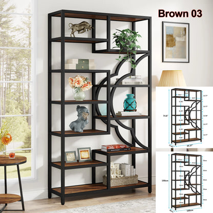 MonoWood Bookshelf Industrial 5 Tier Etagere Bookcase, Freestanding Tall Bookshelves Display Shelf Storage Organizer