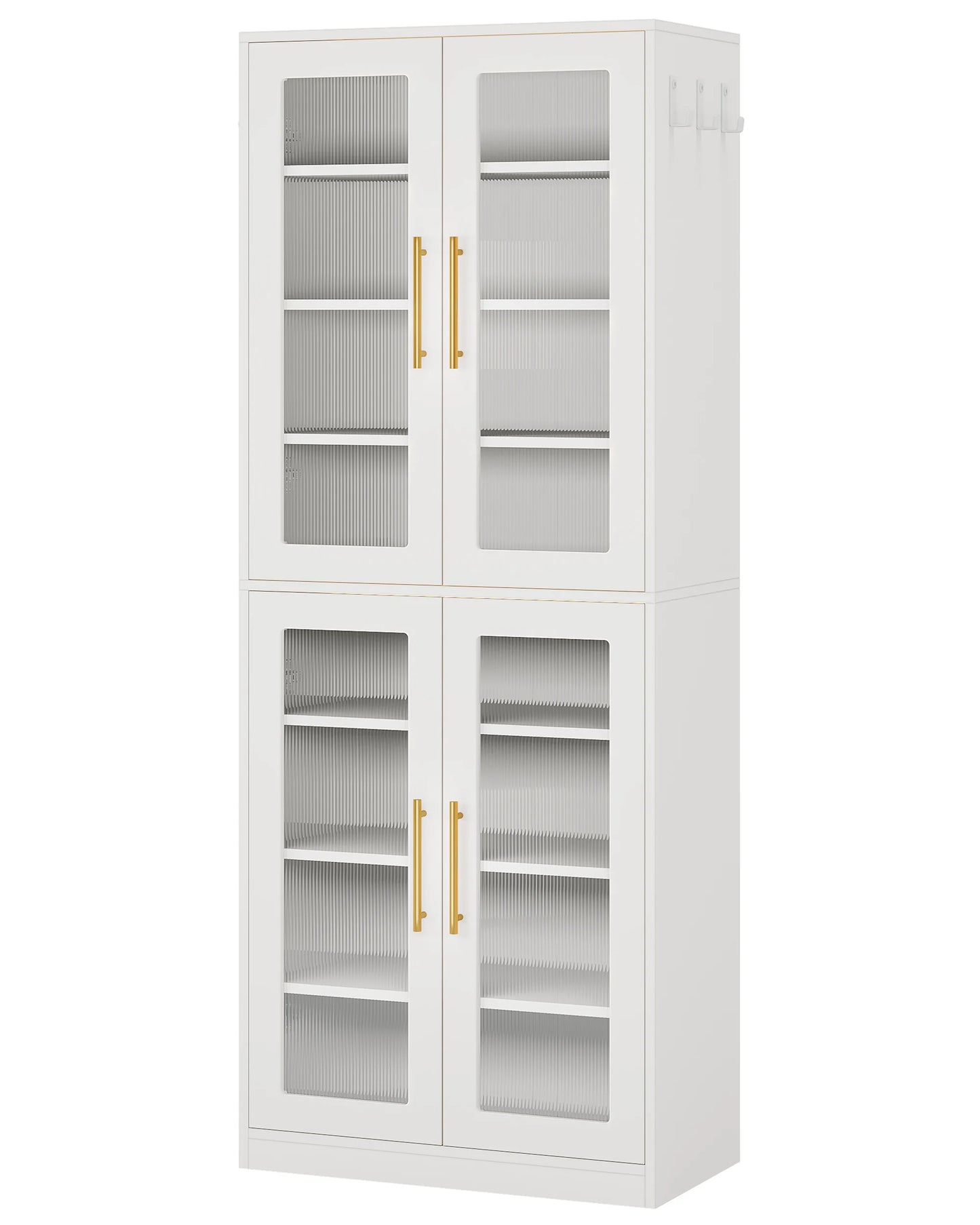 MonoWood Tall Shoe Cabinet with Acrylic Doors and LED Lights, 8-Tier Entryway Shoe Storage Rack with Adjustable Shelves