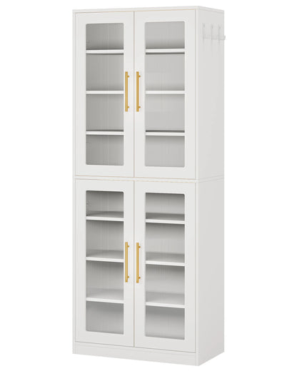 MonoWood Tall Shoe Cabinet with Acrylic Doors and LED Lights, 8-Tier Entryway Shoe Storage Rack with Adjustable Shelves