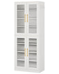 MonoWood Tall Shoe Cabinet with Acrylic Doors and LED Lights, 8-Tier Entryway Shoe Storage Rack with Adjustable Shelves