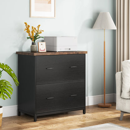 MonoWood 2-Drawer File Cabinet, Wood Lateral Filing Cabinet, Home Office File Cabinet