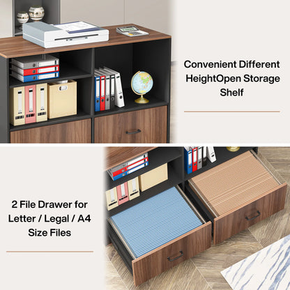 MonoWood 63" Large Executive Desk L Shaped Computer Desk with File Storage Cabinet, L-Shaped Executive Office Desk