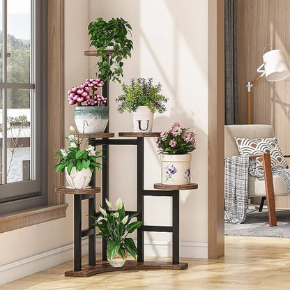 MonoWood Corner Plant Stand Indoor, 6 Tiered Plant Shelf Flower Stand, Tall Multiple Potted Plant Holder