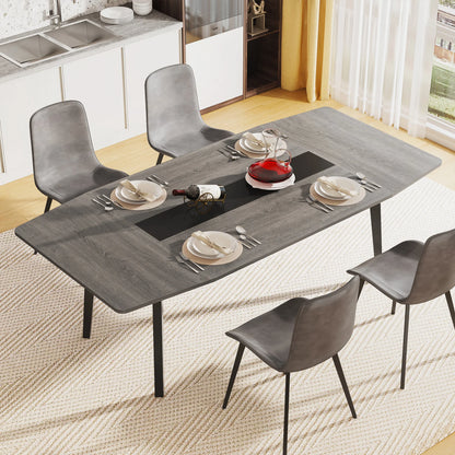 MonoWood Dining Table for 6-8 People, 70.8 Inches Industrial Kitchen Table with Metal Legs, Large Wood Dining Room Table