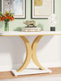 MonoWood Modern Gold Console Table, 40 inch Narrow Entryway Foyer Table with Geometric Base, Rustic Hallway Accent Table