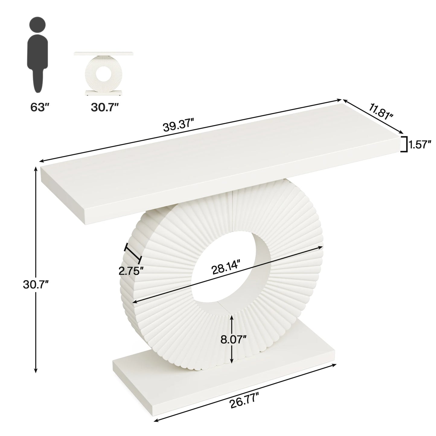 MonoWood Modern Console Table with Geometric Base, 40 inch Wood Entryway Table Sofa Table Narrow Long Table
