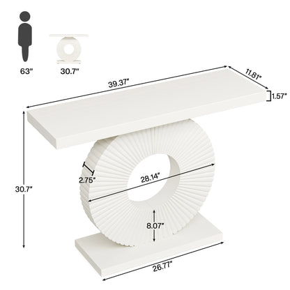 MonoWood Modern Console Table with Geometric Base, 40 inch Wood Entryway Table Sofa Table Narrow Long Table