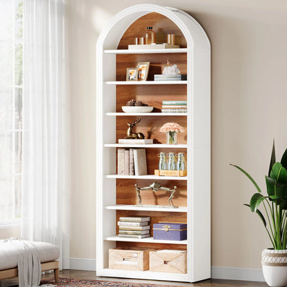 MonoWood Bookcase with LED Light and Doors Bookshelf with Storage Drawers