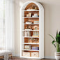 MonoWood Bookcase with LED Light and Doors Bookshelf with Storage Drawers
